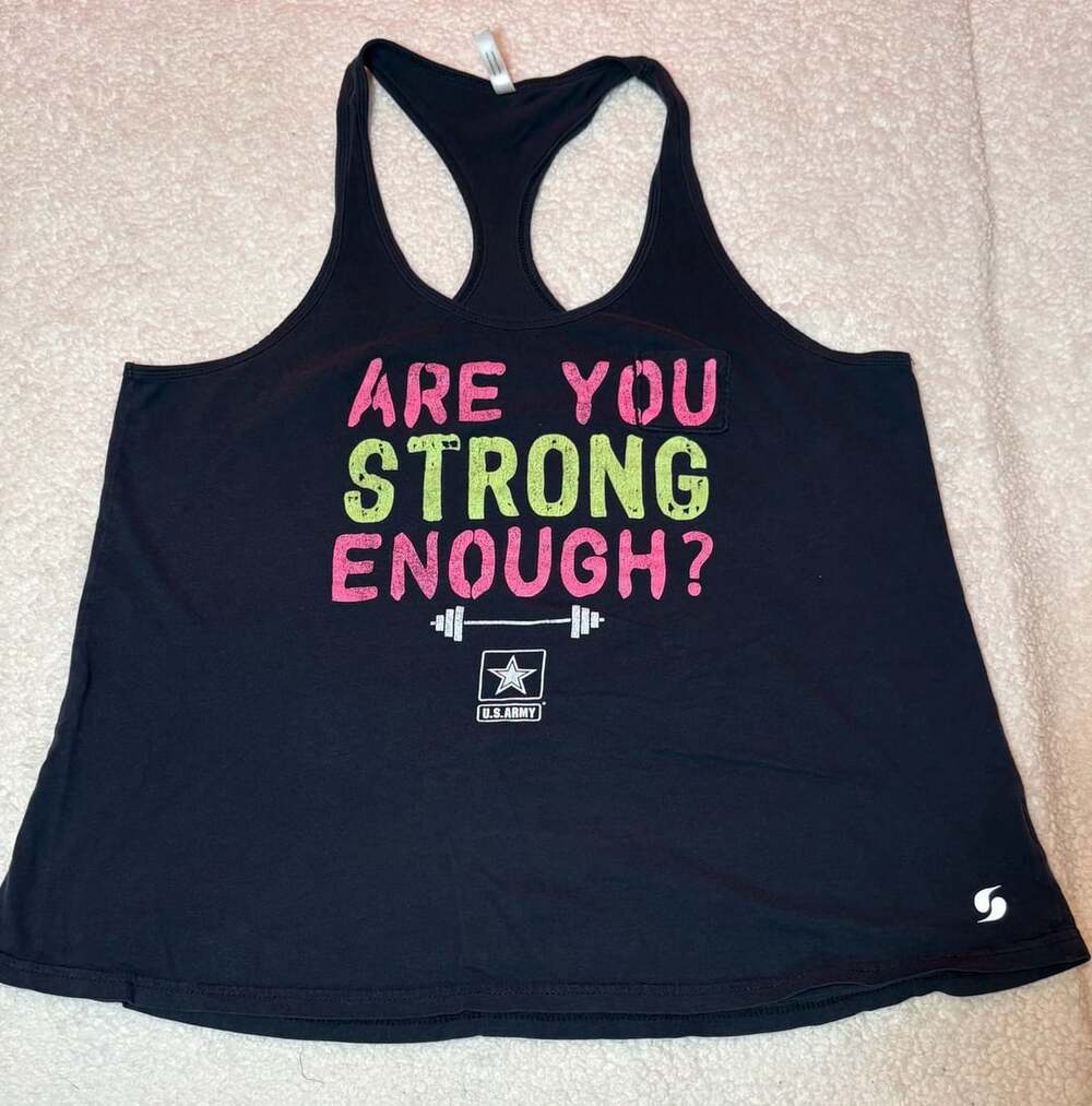 Soffe U.S. Army Tank Top Size L Black Are You Strong Enough Racerback
